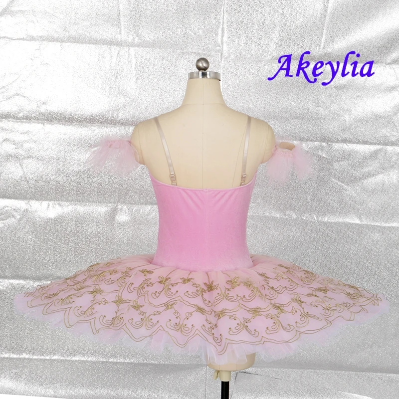 Akeylia girls Fairy doll tutu ballet pink gold Classical Group Dance performance Costume Ballet Tutu adult velvet 7 layer 20100