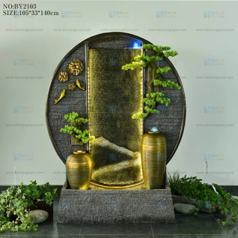 【From China】Resin Indoor/Outdoor Garden Waterfall Fountain Wall Curtain Water Features Ornament