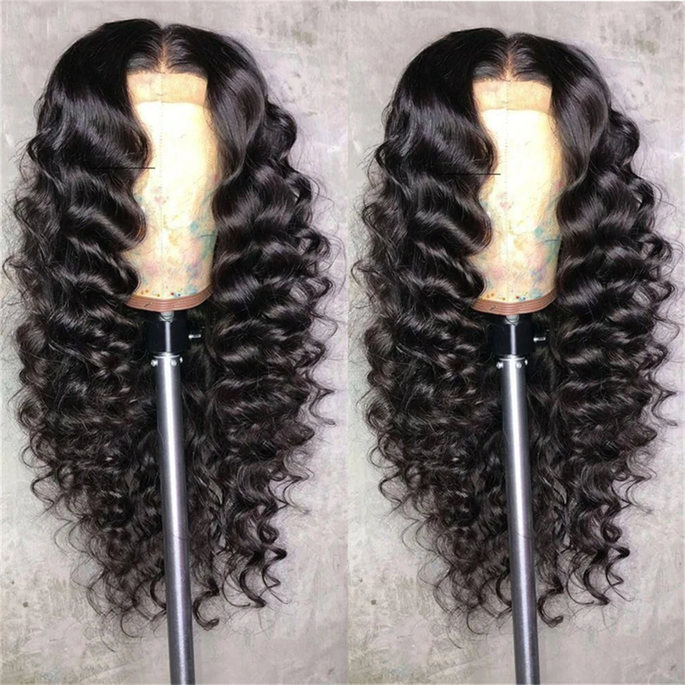 Soft Glueless 26inch Medium Long 180% Density Deep Wave Curly Lace Frontal Wig For Black Women Babyhair Preplucked Daily Cosplay