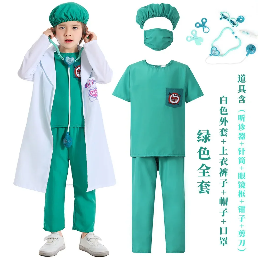 Boys Girls Simulation Doctor Nurse Work Uniform Cross with Toys Sets Kids Embrace Children's Operating Room Role Play Costume view 5