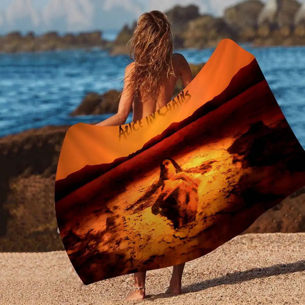 rock Vintage Band A-Alice In C-Chains Bath Towel Microfiber Soft Water Absorbing Breathable For Girl Kids Decorative Beach Towel