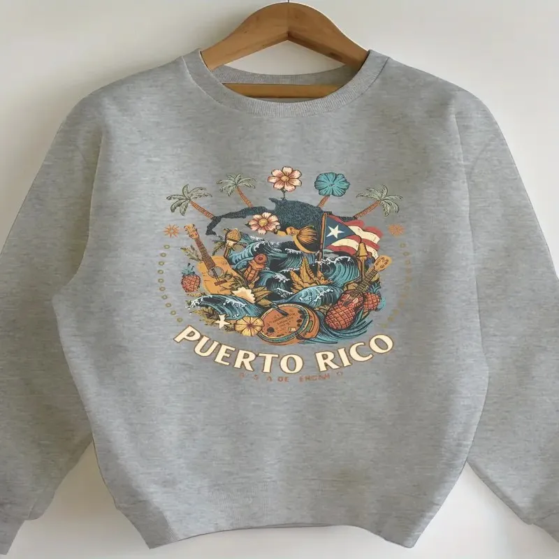 Winter Fall Sweatshirt Women Plus Size Clothes Female Oversize Puerto Rico Enchantment Art Design Fashionable Pure Cotton Fabric