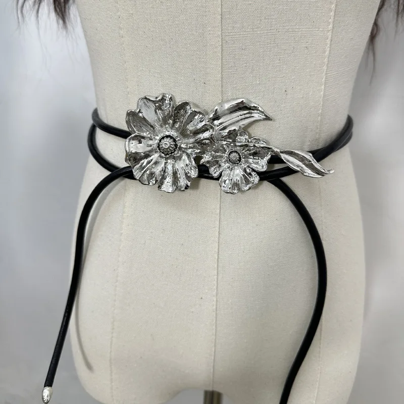 Fashion Design Metal Flower Waist Chain Retro Versatile Belt Women's Dress Suit Jeans Decoration Waistband Clothing Accessories