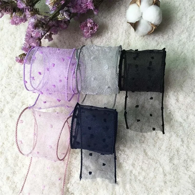 

Kewgarden DIY аксессуары для банта для волос в горошек марлевая вуаль лента лента ручной работы 50 мм 2 "подарочная упаковка для цветов оптовая продажа 28 ярдов