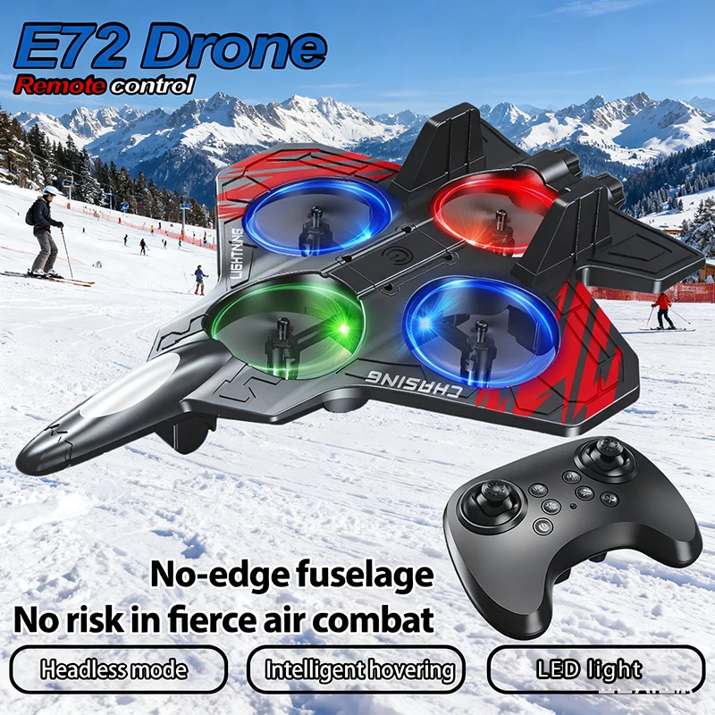 

NEW E72 foam aircraft stunt intelligent fixed height hover 360 °turnLED lights fighter A gift for a boy RC Drones toy