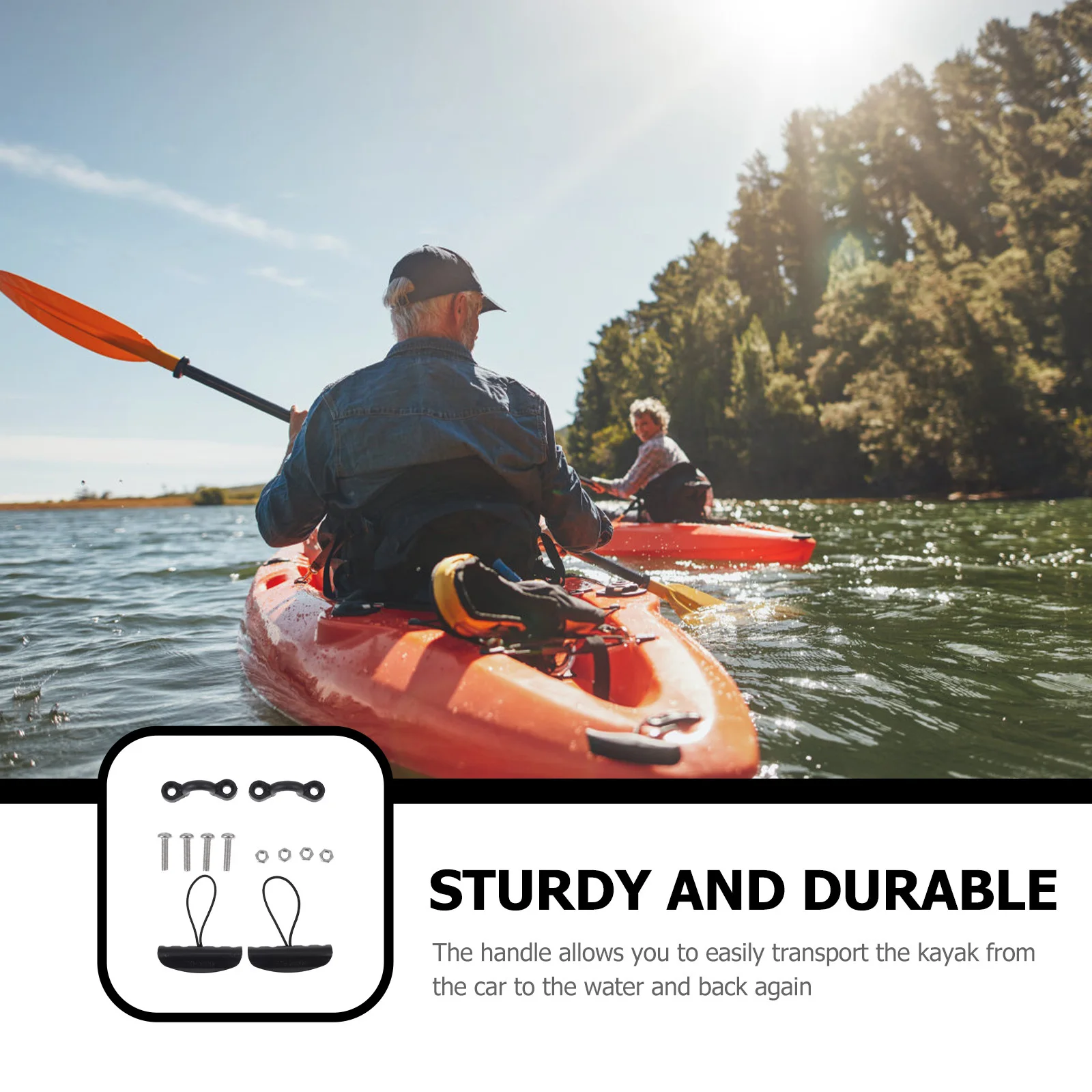 14 قطعة مجموعة مقبض حمل كاياك أسود محمول لقارب كاياك قارب تزلج عالي التأثير حبل مضفر بلاستيكي ملحقات بحرية