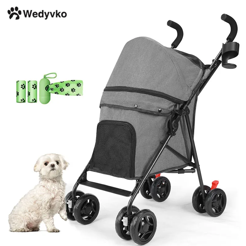 

﻿ 애견유모차 Lightweight Outing Puppy Stroller Suitable for Small Dogs and Cats ,4-Wheel Folding Dog Cat Stroller: Jogger Stroller