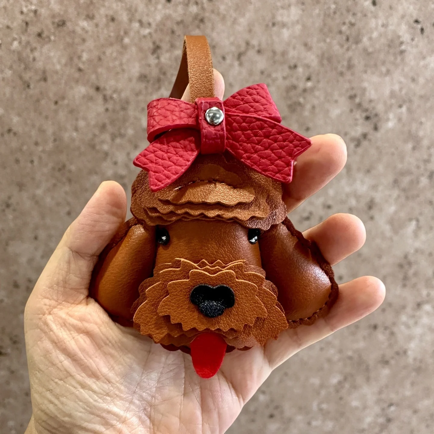 Handmade PU Leather Poodle Bag Charm-Cute Puppy Charm For Bag Accessory-Gift For Dog Lover-Adorable Animal Pendant-Vintage Style