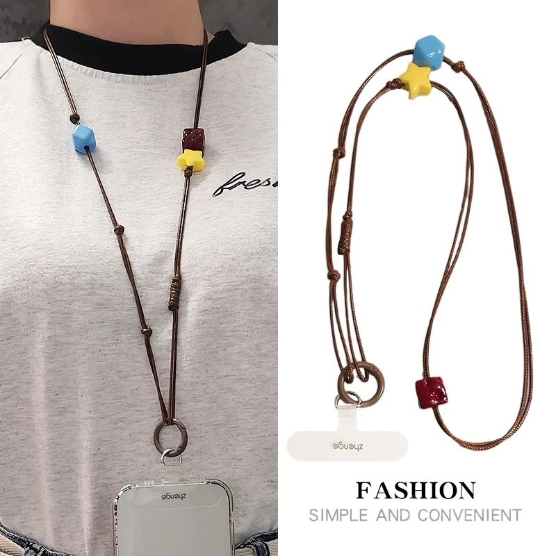 

Ремешок для мобильного телефона, простой дизайн, бусины не дьют шею, для использования на открытом воздухе, унисекс, с защитой от потери, модный, универсальный