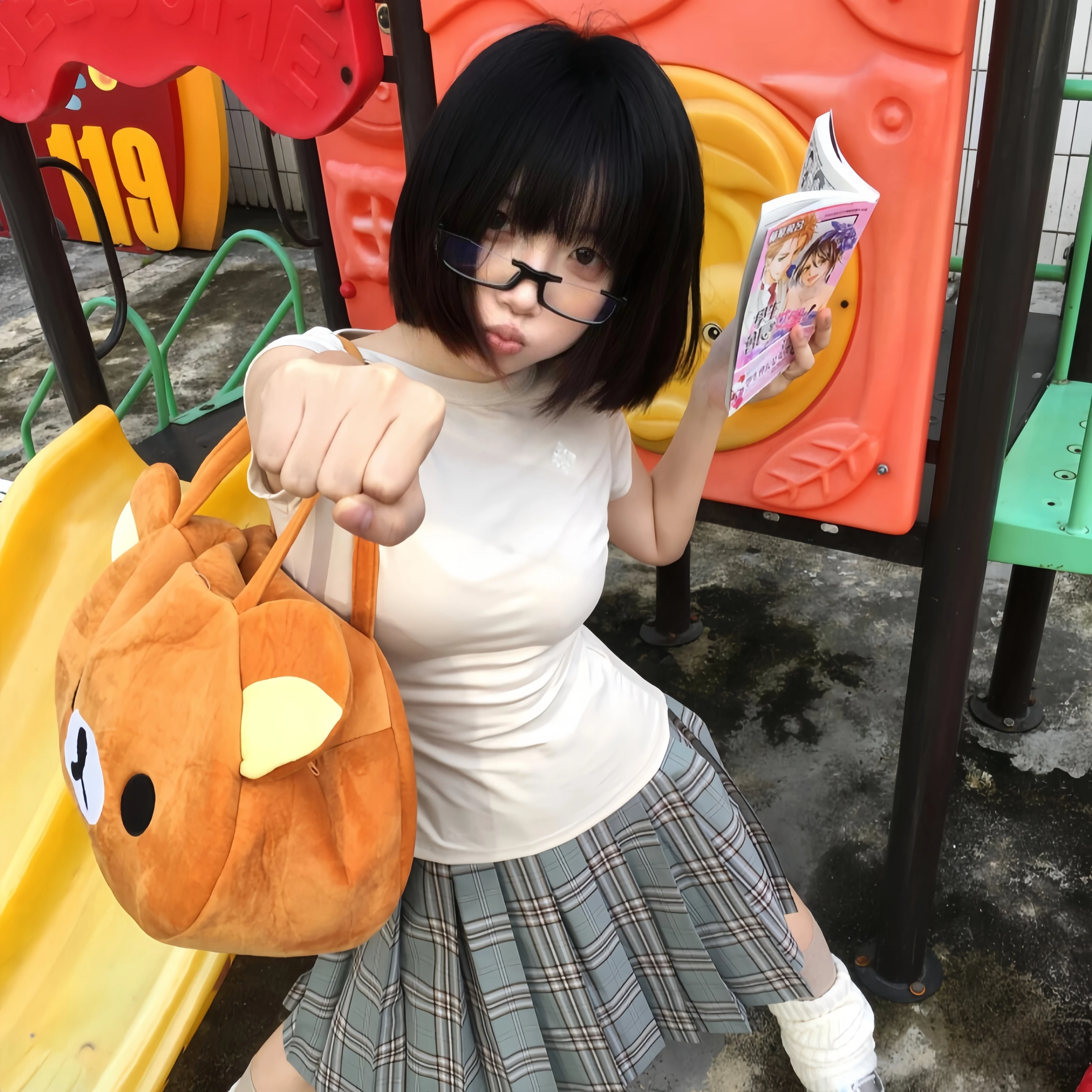 

Rilakkuma Large Plush Tote Bag Cartoon Bear round Handbag Women's Casual Fashion Party Shopping Bag Ideal Birthday Gift for Kids