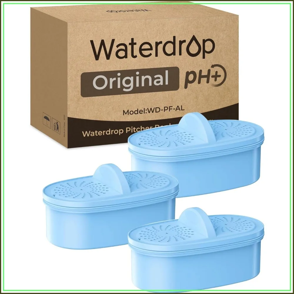 

Alkaline Water Filter Replacement for Pitcher, Improves Coffee Taste, Lasts 100 Gallons, 3-Pack
