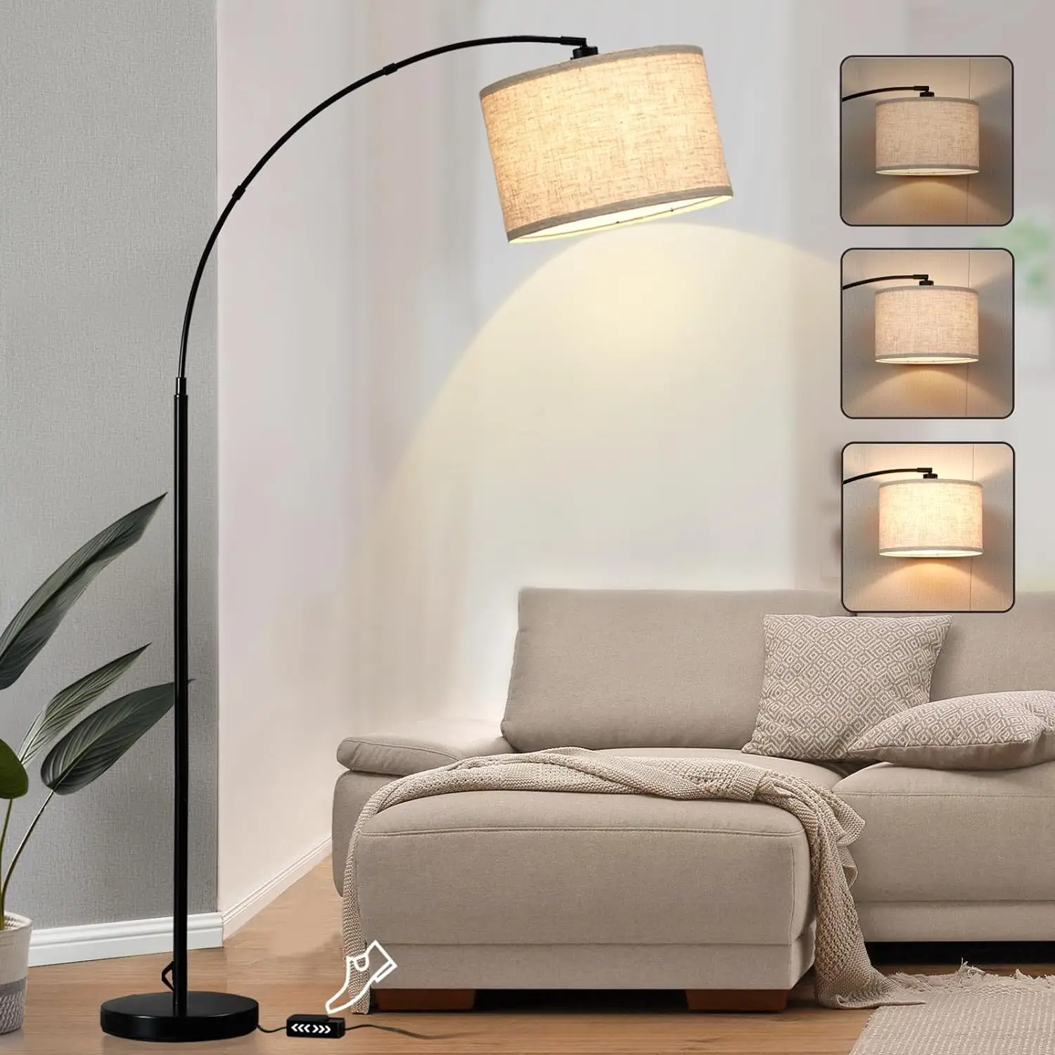 

Luvkczc Arc Floor Lamps For Living Room, Tall Reading Lamps With Dimmable Switch, Modern Floor Lamp With Adjustable Hanging