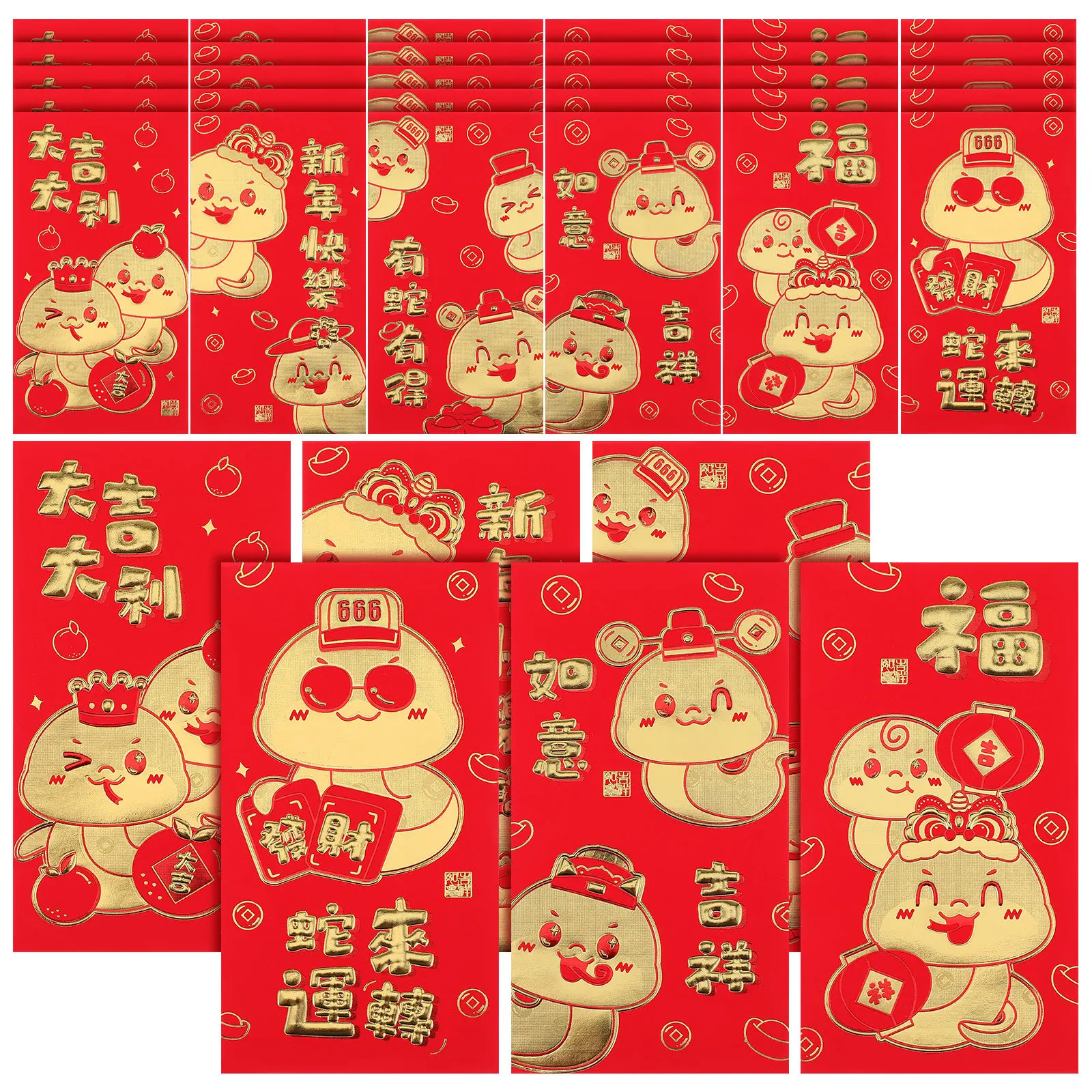 

36 pcs Cartoon Snake Zodiac Red Envelopes Creative Hongbao For Chinese New Year 2025 Spring Festival Lucky Money Packets