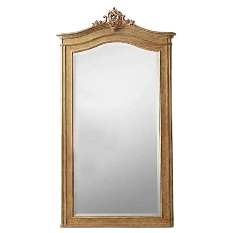 American solid wood carving flower dressing mirror furniture oak vintage clothing store fitting mirror