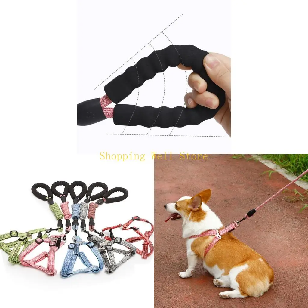 KX4B Multicolored Dog Leash Vest Long Belt Comfortable Belt for Dogs Multicolored
