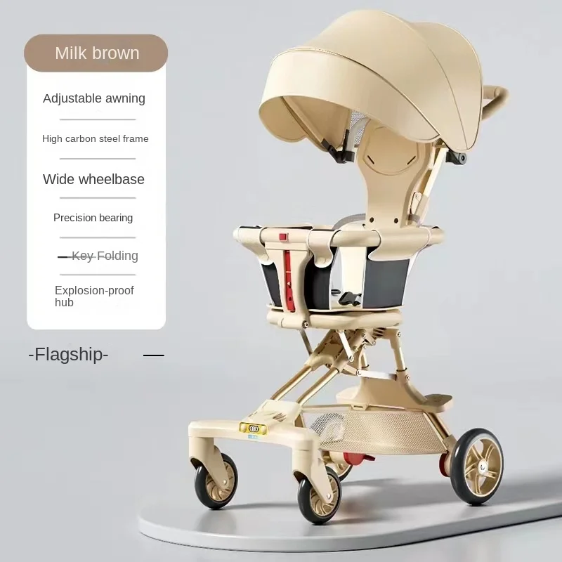 Newborn 4 Wheel Baby Stroller Folding Two-way Lightweight High Landscape Multifunctional Sunscreen Baby Stroller Easy To Carry