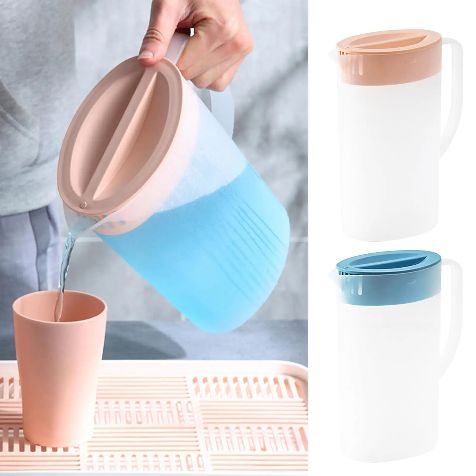 Leak-Proof Cold Drink Pitcher, 1.5/2L Beverage Dispenser with V-Spout & Lid for Home, Parties, Picnics, Lemonade & Iced Tea