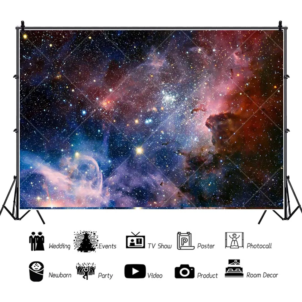 Beautiful Night Sky Milky Way Twinkling Stars Kids Birthday Party Banner Backdrop Custom Kids Room Photo Poster Decor Background