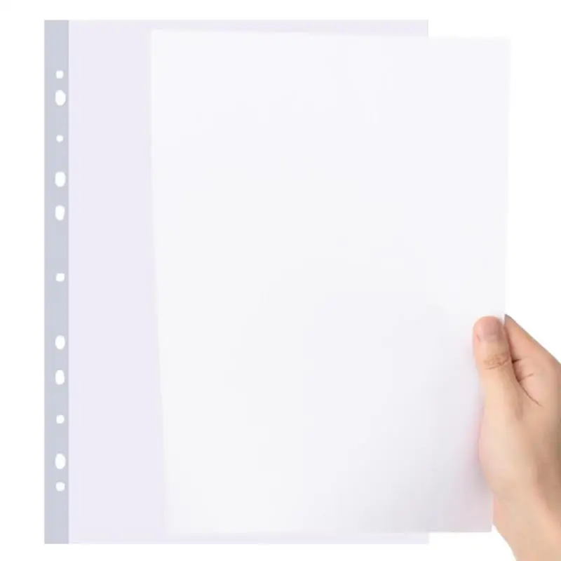 100 ชิ้น 11 หลุม A4 พลาสติกใสเจาะแฟ้มโฟลเดอร์สําหรับเอกสารแขนกระเป๋าแฟ้มแขนบางเอกสารอุปกรณ์สํานักงาน