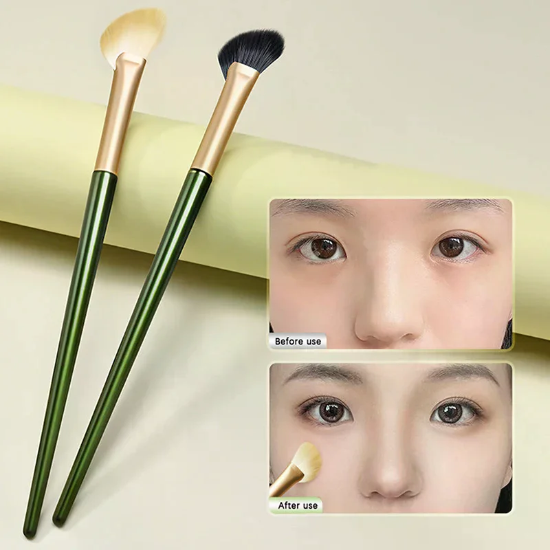 Flat Angled Contour Makeup Brush,Half Fan-shape Nose Shadow Brush,Professional Soft Highlighter Blush Make Up Tools