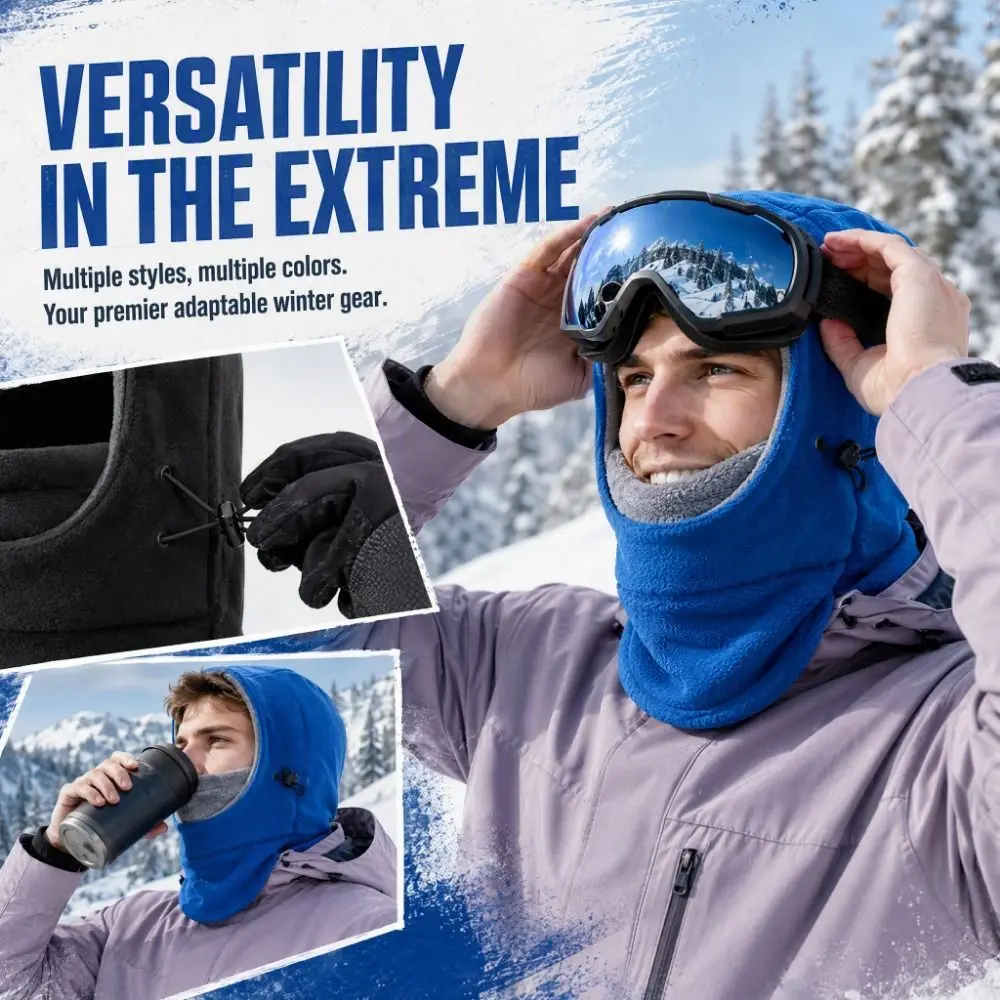 Windproof Winter Balaclava Hat Lightweight Full Coverage Cycling Hat Warm Solid Color Thermal Neck Warmer Cold Weather