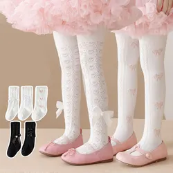 Girls Pantyhose Solid Color Lace Tights for Kids Children Princess Leggings Spring Autumn Summer Bow Lace Baby Ballet Tights