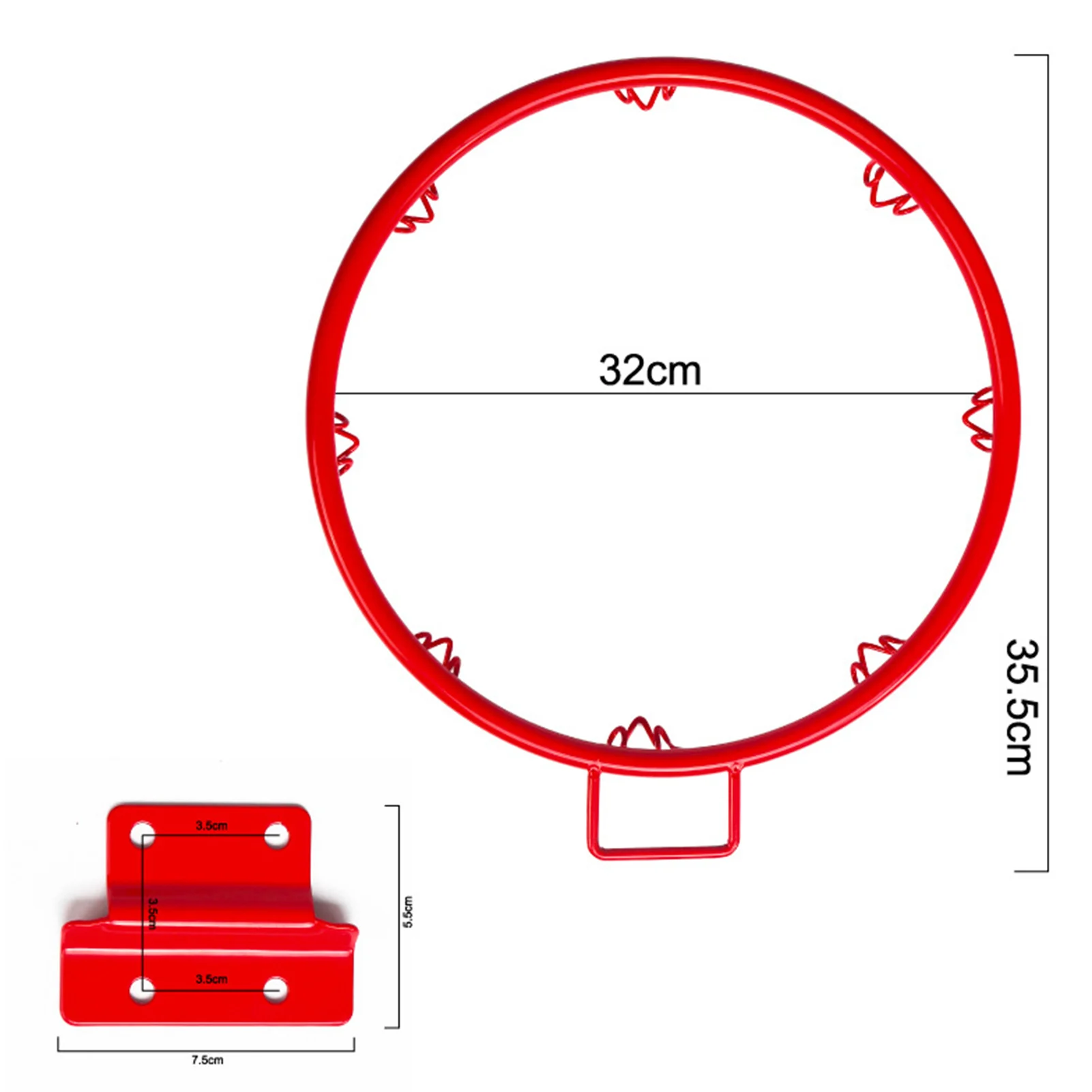 32CM Basketball Rim Bright Color Paint Coated Weatherproof Wear-resistant Basketball Rim for Cultivating Children's Interest in