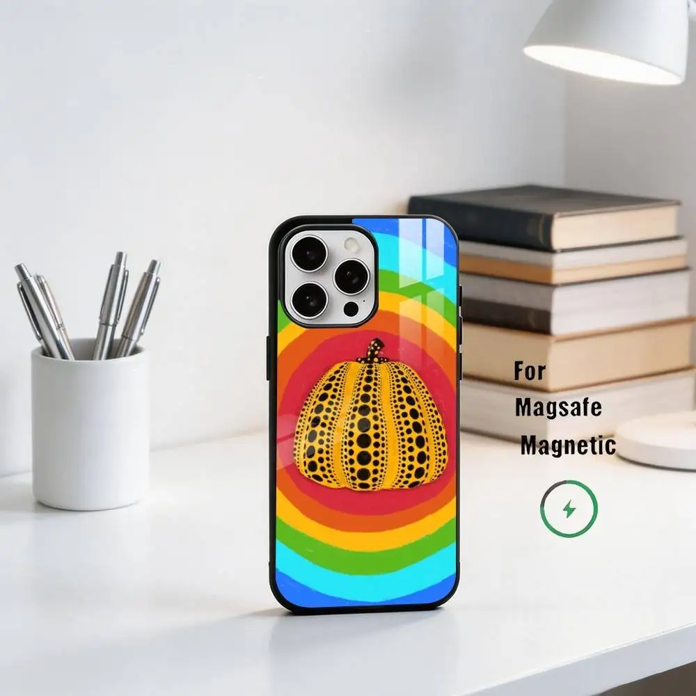 Funny Pumpkin Yayoi K-Kusama  Phone Case For iPhone17,16,15,14,13,12,11 Plus,Pro Magnetic with Magsafe Wireless Charging