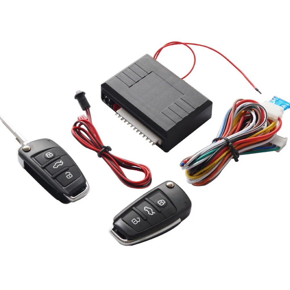 

12.0V Black 433MHz Universal Car Remote Central Lock Kit Vehicle Keyless Entry System with 2 Remote Controllers, Plastics