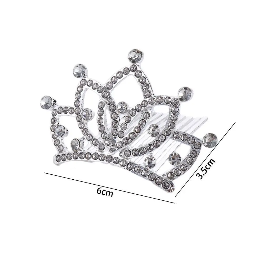 Trendy Bridesmaid Ornament Princess Love Heart Flower Hair Accessories Wedding Jewelry Korean Hair Comb Kids Crystal Tiara