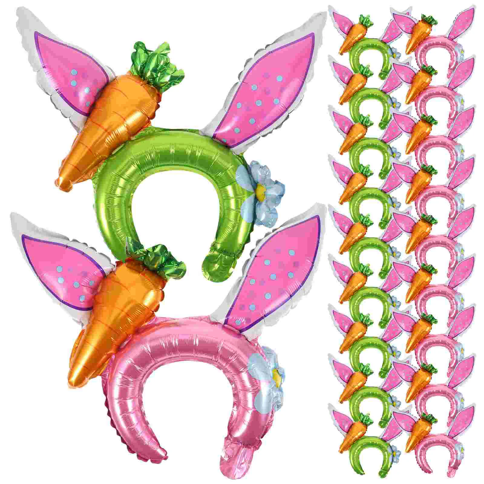 20 Pcs Rabbit Ears Headdress Hair Hoops Party Decor Accessories Balloons Easter Ornament Favors Inflatable Headband Hairband