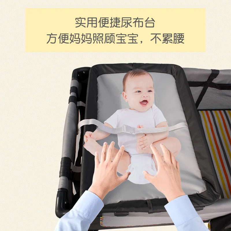 Folding portable crib removable splicing big bed cradle bed baby multi-functional neonatal game bed