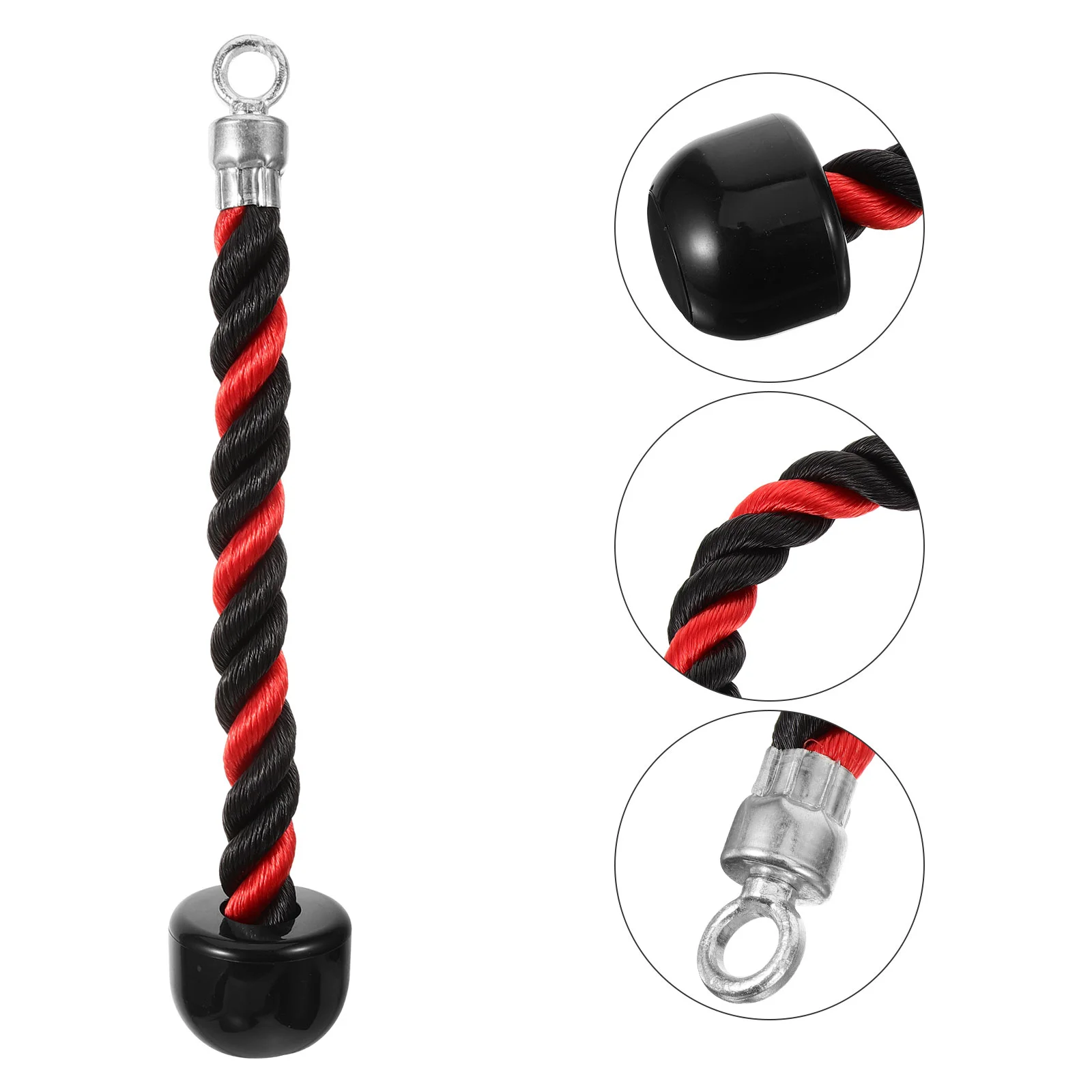 s Red Black Tricep Pull Down Rope Single End Gym Equipment Braided Nylon Strength Exerciser Arm Grip Trainer Fitness Supplies