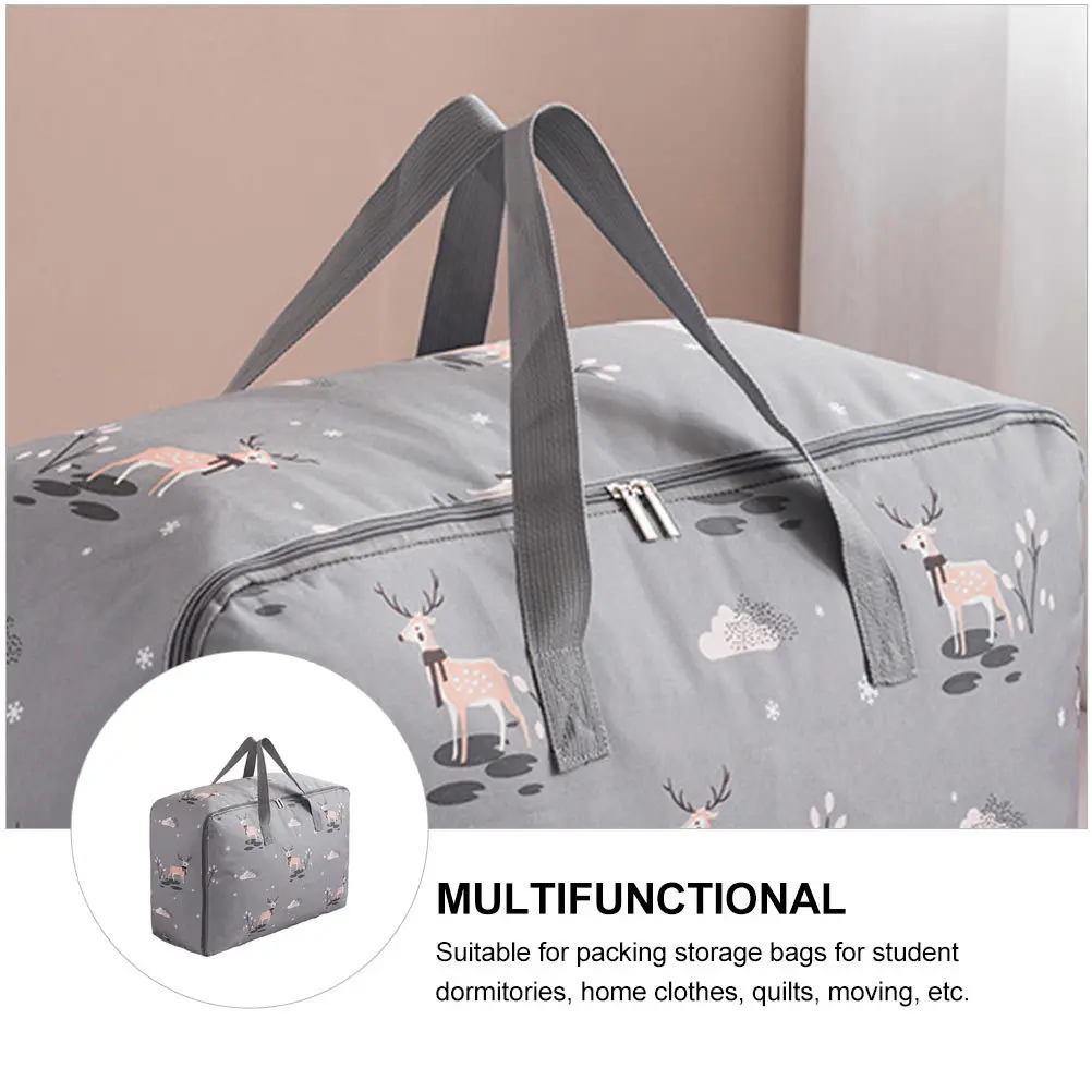 

1Pcs Oxford Cloth Large Capacity Quilt Storage Bag Clothing Packing Pouch Moving Storage Gray Clothing Bag Packing Pouch