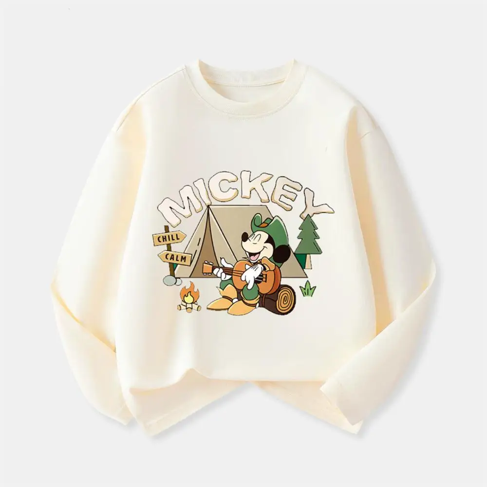 

Disney Micky And His Friends Leisurely Daily Life Adult Kids Long Sleeve T-Shirts Breathable Quick-drying Comfy Soft Stretchy