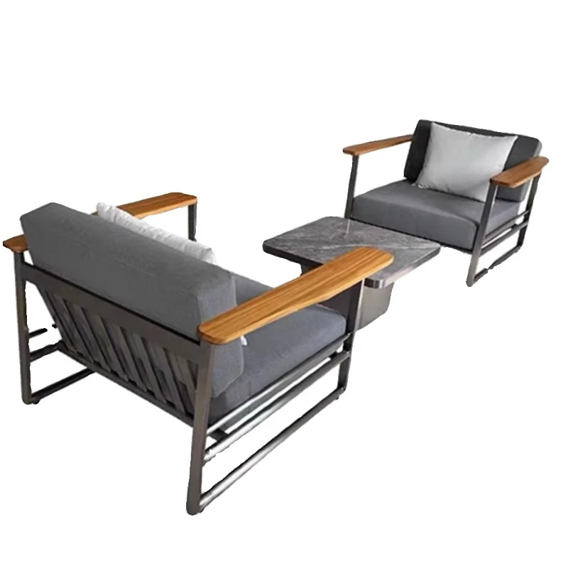 

Sofa stainless steel courtyard terrace hotel waterproof sun villa combination exposed outdoor