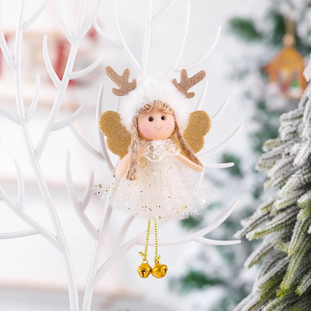 Cartoon Kawaii Owl Angel Girl Doll Pendant Hot Sale Christmas Plush Cute Angel Girl Doll Christmas Tree Pendant Room Decoration