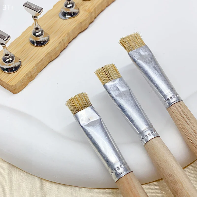 Nail Pen Brush Hard Bristle Styling Brush Cleaning Brush With Wooden Handle Nail Tools