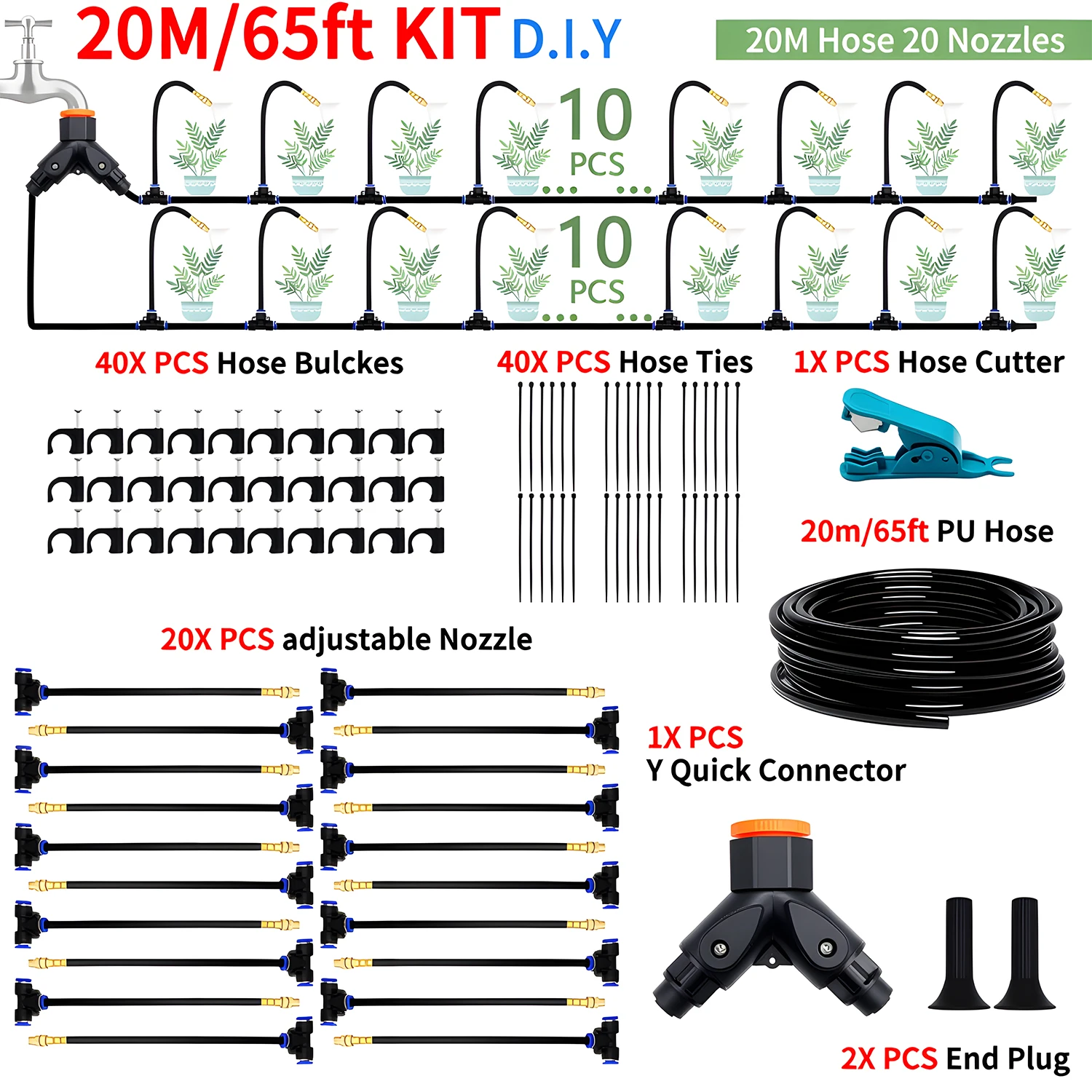 DIY Free Bending Universal Spray Kit für Gewächshaus Garten Blumen Pflanze Bewässerung Bewässerung Terrasse Beschlagen Kühlsystem