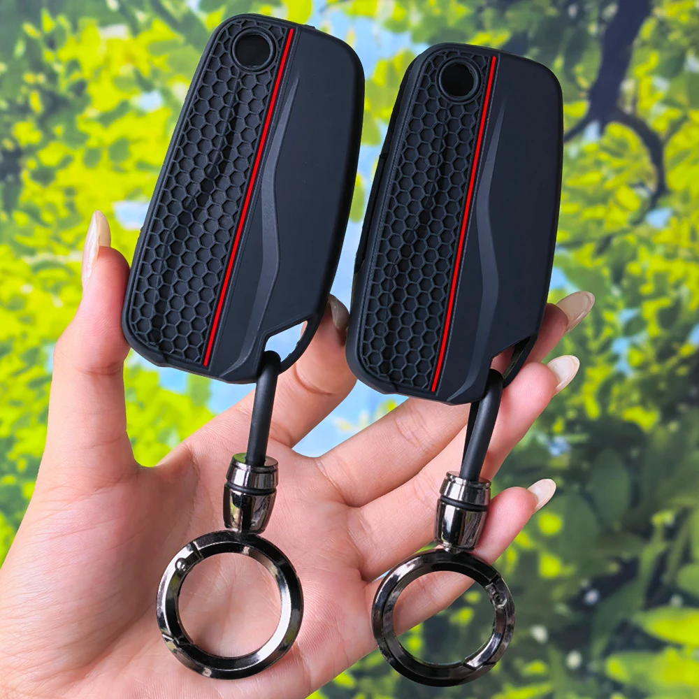 Honeycomb Groove Motorcycle Key Case With Keychain for DUCATI Multistrada V2 V2S V4 V4S 1260S 950S Silicone Key Shell