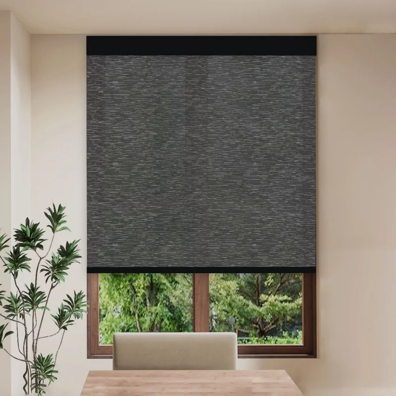 Custom Cordless Roller Blinds Black Valance Texture Waterproof Fabric Free Stop Manual Spring Roller Shades For House Decor