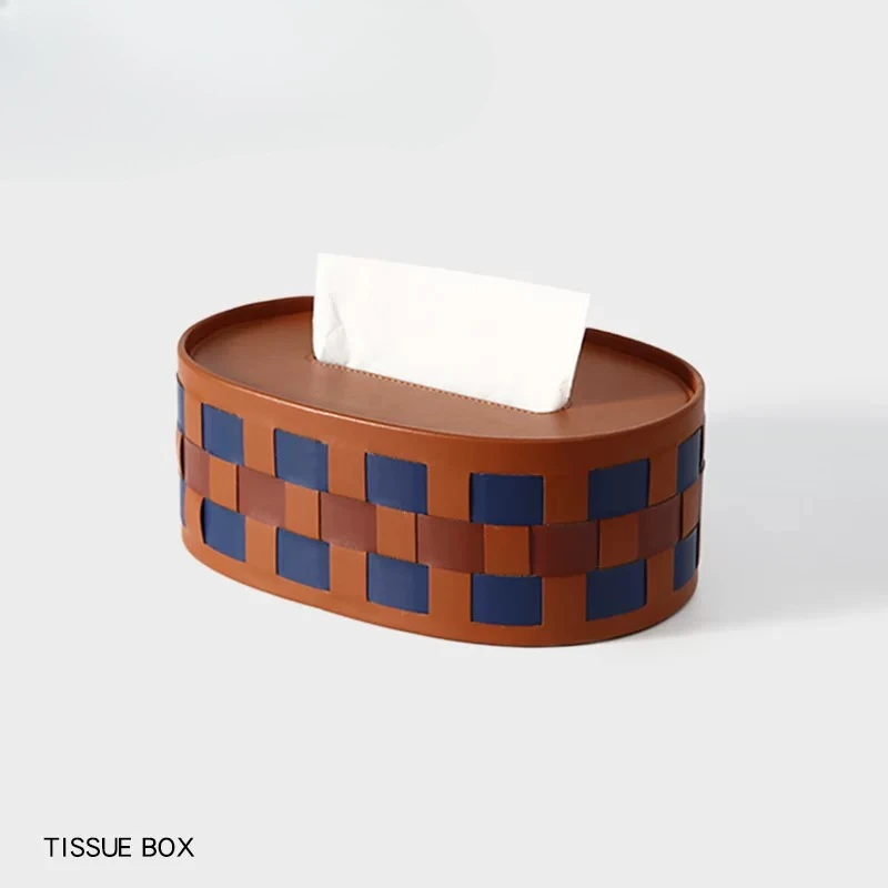 Desktop tissue paper drawing storage box Living room light luxury high-end sense medium and ancient style paper drawing box lea