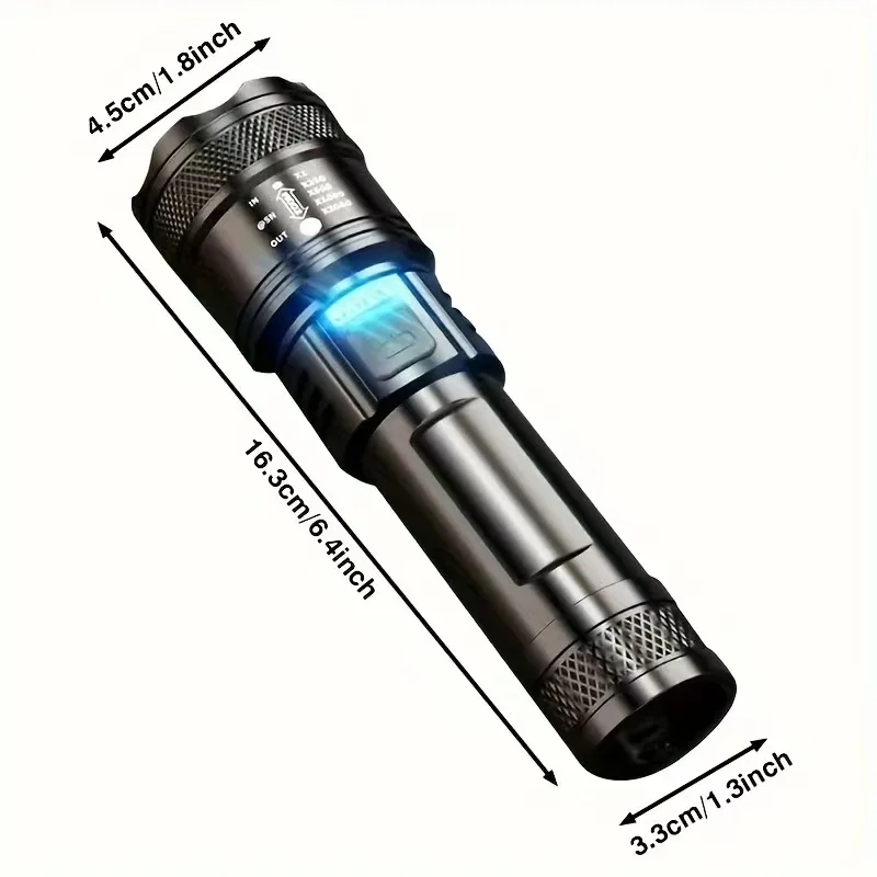 High Power Led Flashlight Ultra Powerful Rechargeable Lamp With Rechargeable Charging Flashlights Portable Very Strong Usb Torch