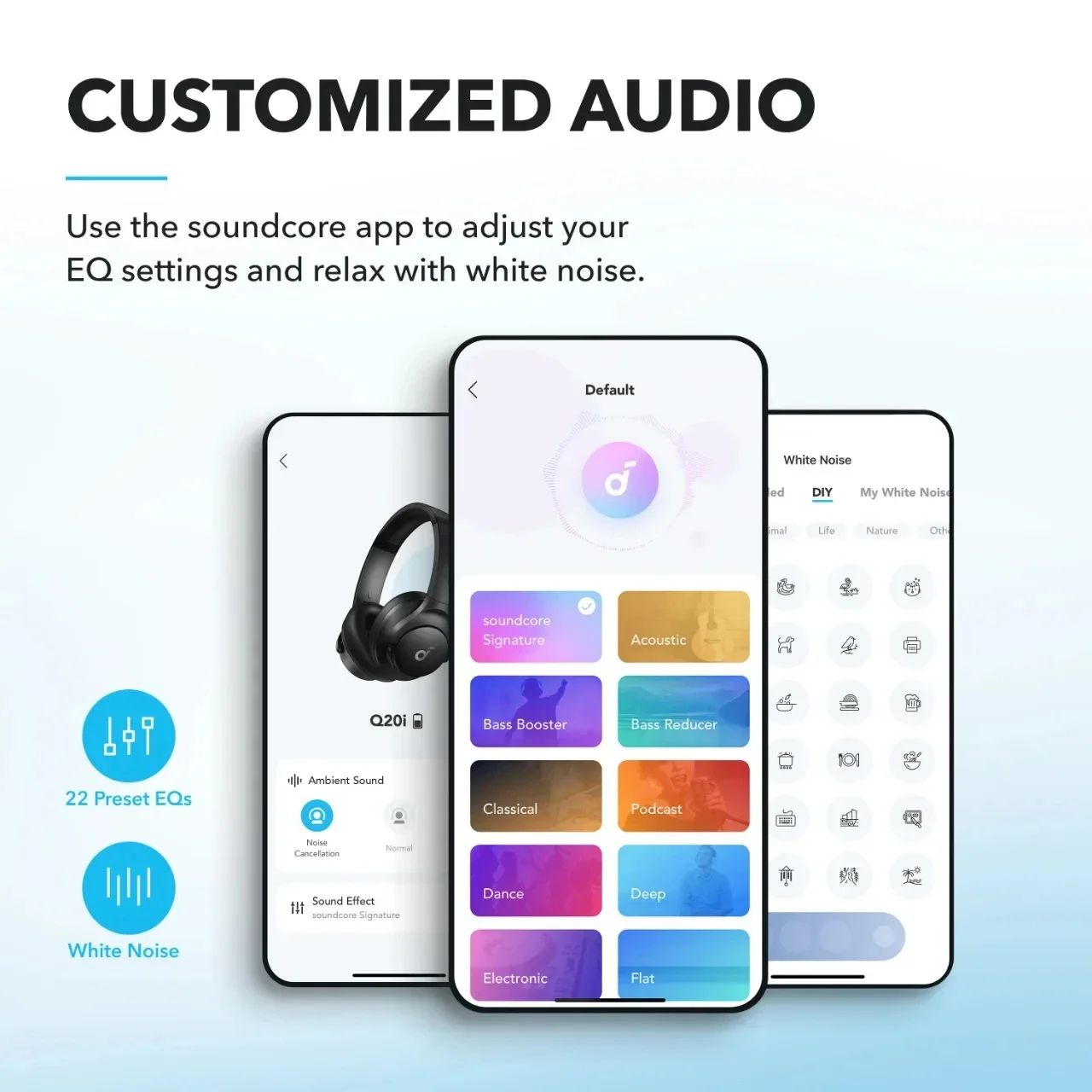 الأصلي Soundcore Q20i سماعة لاسلكية تعمل بالبلوتوث سماعة الرأس الهجين نشط إلغاء الضوضاء فوق الأذن الأجهزة المزدوجة توصيل مع ميكروفون
