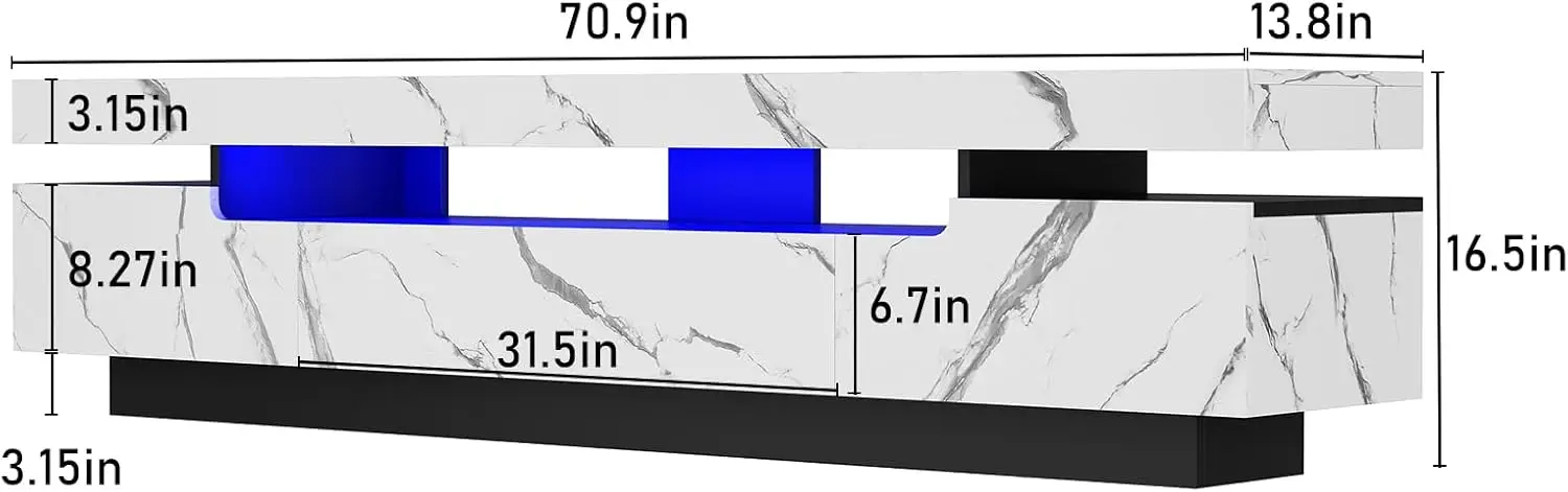 TV Stand for 75/80 inch TV,Modern LED TV Stand for Living Room,High Gloss Entertainment Center with Storage Drawer,APP RGB Light
