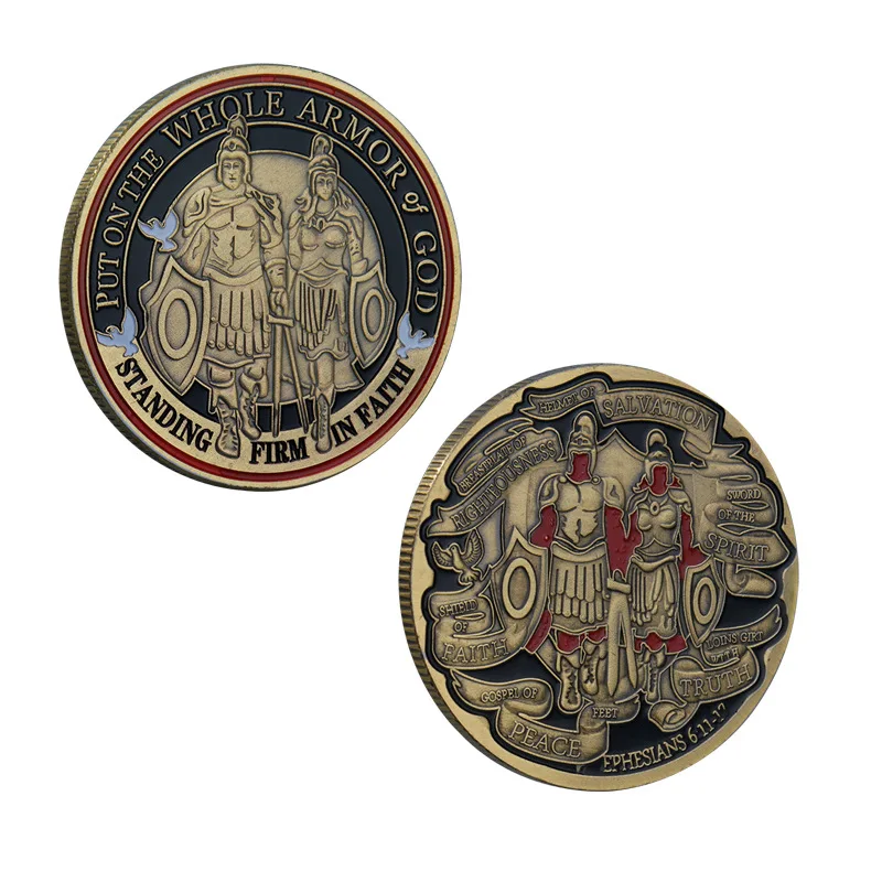 وضع على الدرع الكامل للهدايا التذكارية للآله، عملة تذكارية مسيحية مطلية بالبرونز #3