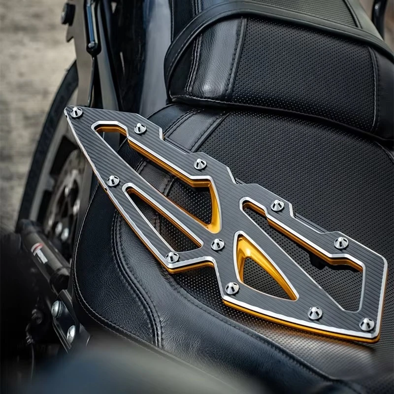 Motorcycle Pedal Rider/Passenger Footboard Aluminum New Retrofit/Upgrade Fit Touring FL Softail Gold Red Silver Back Foot 4