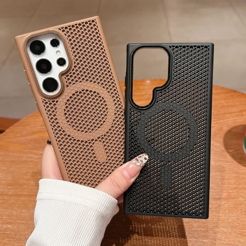 Luxury Magnetic Heat Dissipation Phone Case for Samsung S26 S25 S24 S23 Ultra S22 Plus Shockproof Breathable Cover Shell
