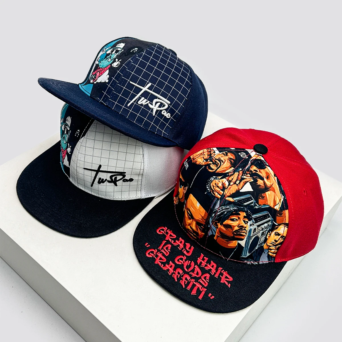 

New Unisex Street Cartoon Graffiti Letter Embroidery Hip Hop Baseball Hats Fashion Street Dance Versatile Flat Eave Peaked Caps