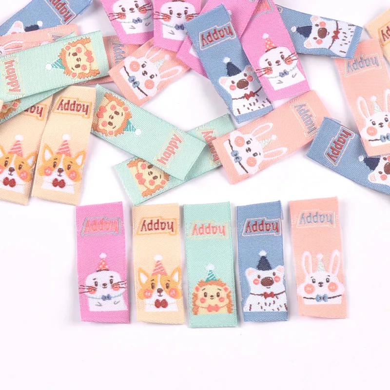 50Pcs Cute Cartoon Animal Embroidery Cloth Labels For Children DIY Garment Crafts Supplies Sewing Accessories Washable Care Tags